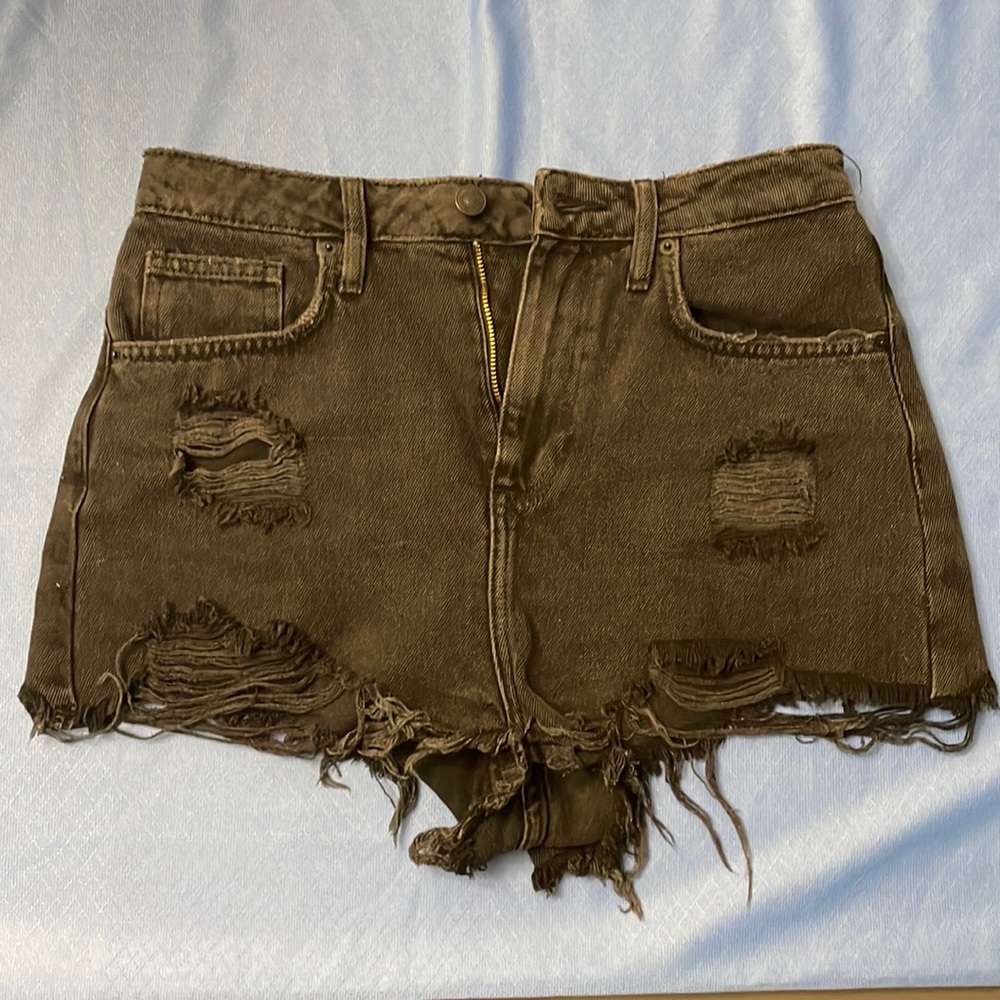 Black denim shorts